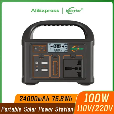 Neue jsdsolar Tragbare Solar Power Station Power Generator 100W 110V220V LED Licht Notfall Solar Power Bank für Outdoor Camping