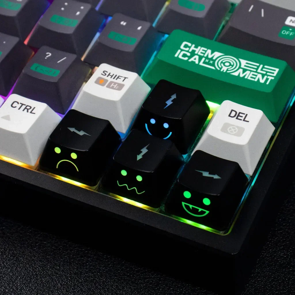 Neues süßes Emo-Tastenkappen-Set WASD Arrow Broadside Lighting Key Cap für mechanische Tastatur, kompatibel mit MX Switch-Tastatur-Tastenkappen Image