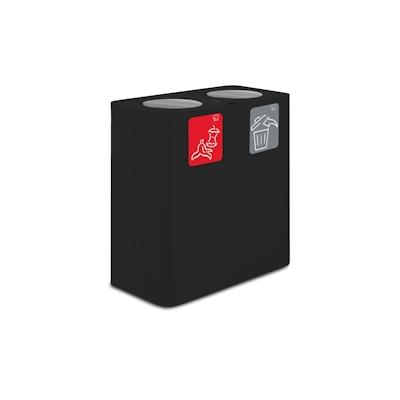 Stil Casa PURE Abfallsammelsystem, lackierter Stahl, 77x38xh. 80 cm, Abdeckung mit kippschwenkbarem Deckel, 200 Liter, schwarz. Image