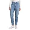 Mom-Jeans TOM TAILOR DENIM, Damen, Gr. 31, N-Gr, blau (used mid stone blau denim), Denim/Jeans, Obermaterial: 99% Baumwolle, 1% Elasthan, unifarben, modisch, skinny fit knöchelfrei, Jeans, im Five-Pocket Style