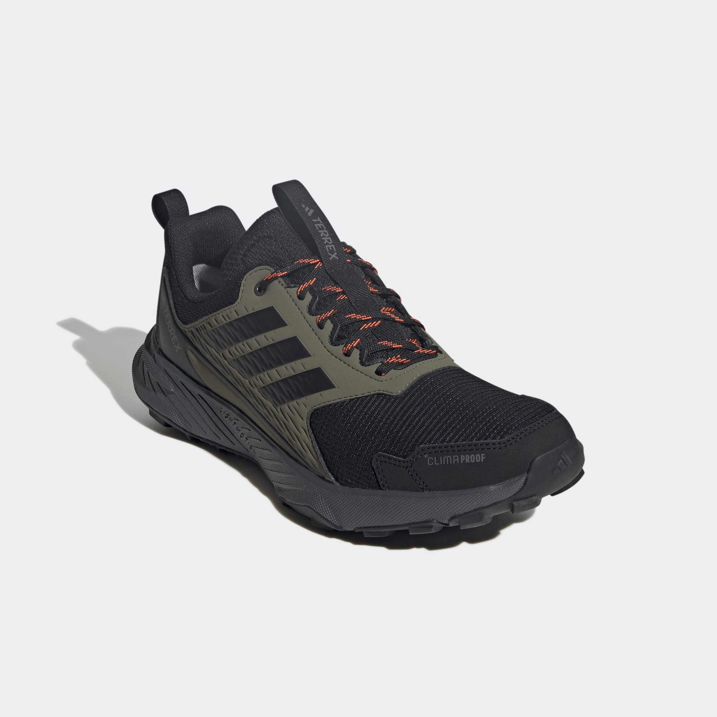 Trailrunningschuh ADIDAS TERREX "TRACEFINDER 2 CLIMAPROOF", Damen, Gr. 44,5, olive strata, core schwarz, semi impact orange, Synthetik, Textil, Schuhe, wärmend, Topseller