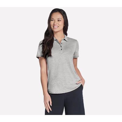 Skechers Women's Short Sleeve On The Green Striped Polo T-Shirt | Size XS | Black | Polyester/Spandex