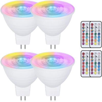 Ersandy - 4er-Pack MR16 3 w Farbwechsel-GU5.3-LED-Leuchtmittel, ac/dc 220 v, dimmbar rgb + Warmweiß Image