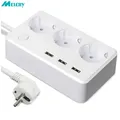Multiprise de bureau avec adaptateur de charge USB, protection contre les surtensions, 3 voies, prises UE, interrupteur d'extension, 1.5m