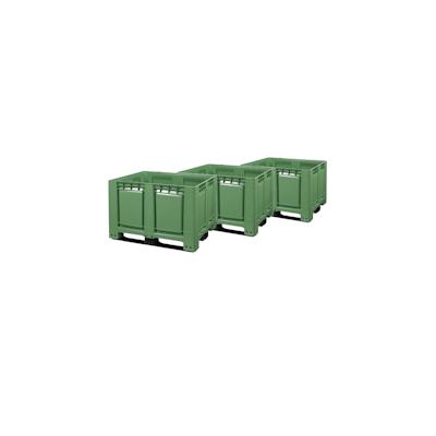 3 Stück Palettenboxen 680l 120x100x79 cm Grün 3 Kufen Image