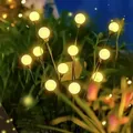 Lumières LED solaires feu d'artifice de jardin lumières chaudes en plein air 6/8 LED étanche luciole pelouse lampes Patio voie décoration