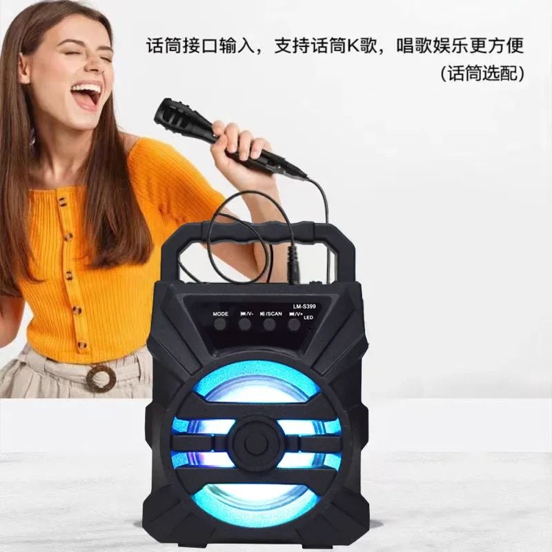 Enceinte Bluetooth 500 mAh, haut-parleur Bluetooth haute puissance, enceintes Bluetooth avec lecteur TF et Udisk, karaoké, enceinte portable, subwoofers pour la danse
