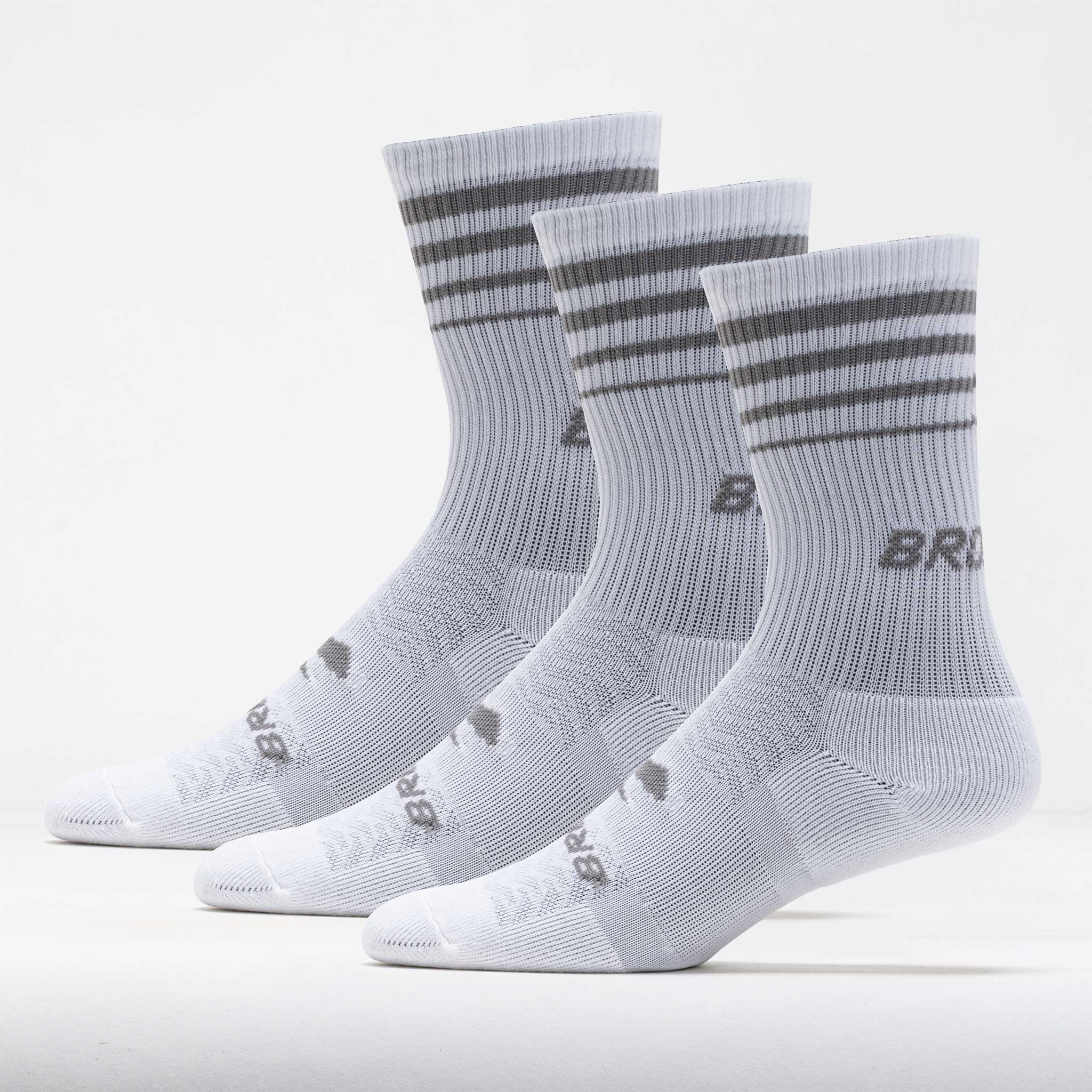 Brooks Run-In Crew Sock 3 Pack Socks White