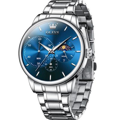 A New Olevs Steel Band Men'S Business Watch Luminous Chronograph With 24-Hour Indication Water-Resistant Multi-Functional Quartz Watch Fashionable And Trendy Casual Sports Wristwatch