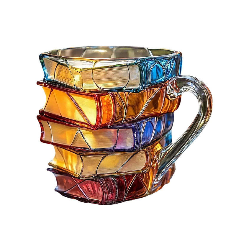 Painted Book Mug 300ml/10oz Guitar Coffee Cup Book Coffee Mug Unique Colorful Resin Books Stack Coffee Cup Collection Gift Ideal for Book Lover Gifts