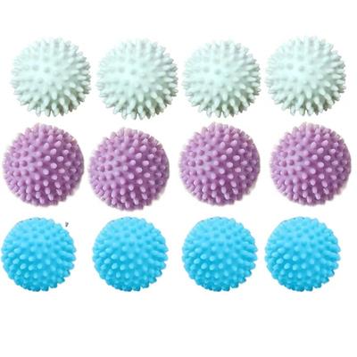 12 Pack Reusable Magic Laundry Balls, Fabric Softener Alternative, Anti-Tangle and Dirt Removal Durable Laundry Balls, White/Blue/Purple, Enhanced Water Vortex for Gentle Fabric Care