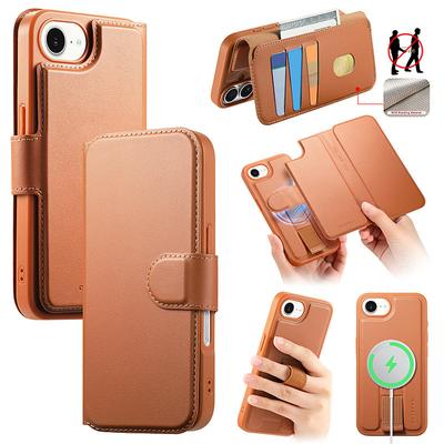 Phone Case For iPhone 16 15 14 Pro Max Plus 16e 13 Pro Max Magnetic Adsorption Wallet Case Flip Cover with Stand Holder Detachable Support Wireless Charging Retro PC PU Leather