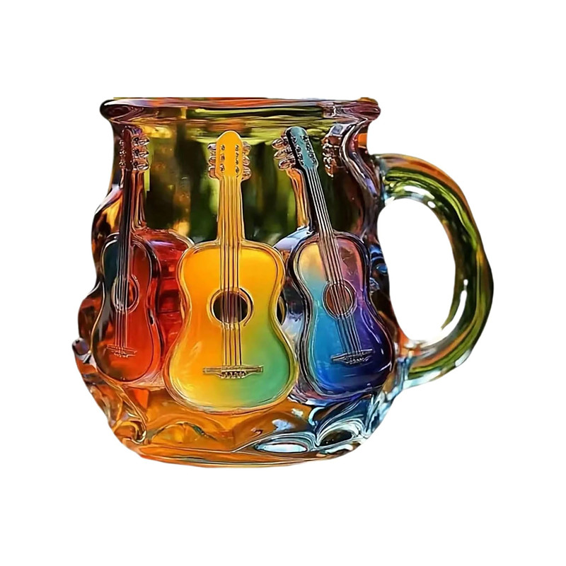 Painted Book Mug 300ml/10oz Guitar Coffee Cup Book Coffee Mug Unique Colorful Resin Books Stack Coffee Cup Collection Gift Ideal for Book Lover Gifts