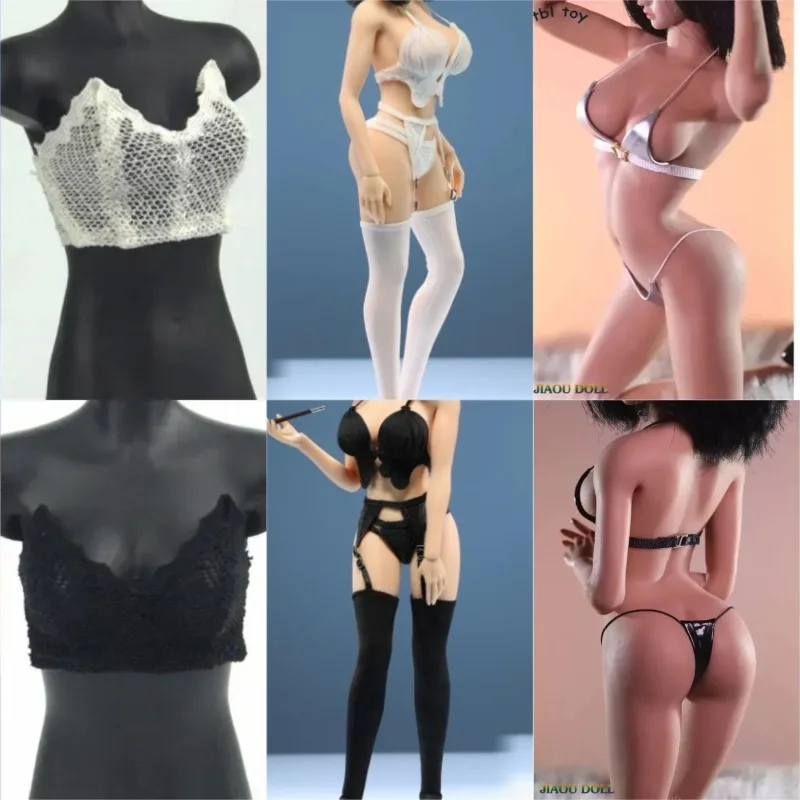 1/6 Maßstab Leder Bikini Dessous Badeanzug BH Höschen Unterwäsche Overall Strümpfe Tanga Set für 12" Soldatin PH TBL Körper Image