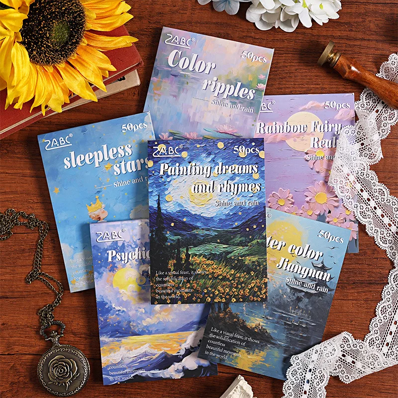 50 Blatt/Buch Scrapbook Papier Cartoon Landschaft Charakter Kleiner Prinz Stil Schillerndes Handbuch Scrapbook Tagebuch Dekoration Image