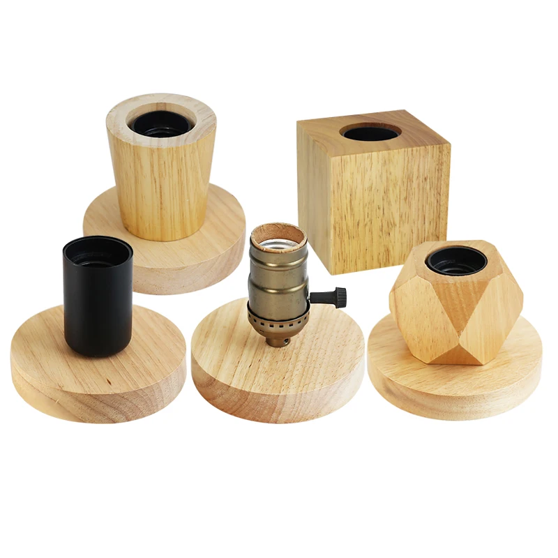 Retro E27 Lampenfassung Holz EU Stecker Lampenfassung Vintage Tischlampe Schalter für Schlafzimmer Nachttisch Boden Dekor mehrere Formen