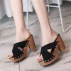 Sommer Frauen Sandalen quadratische High Heel Plattform Herde lässig Niet Pumps Peep Toe weibliche elegante Damen Schuhe Zapatos de Mujer