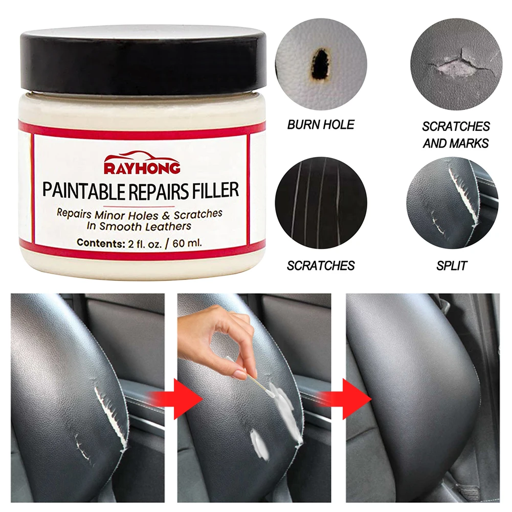 60ml Leder füller Reparatur Compound Leder Restaurierung Creme Auto Leder Reparatur Creme Tränen Riss brennt Löcher Füllstoff Image