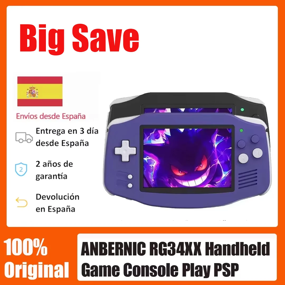 ANBERNIC RG34XX Retro-Handspielkonsole, 3,4-Zoll-IPS-Display, Linux, GBA, Bluetooth, HD-TV-Ausgang, Videospiel-Player