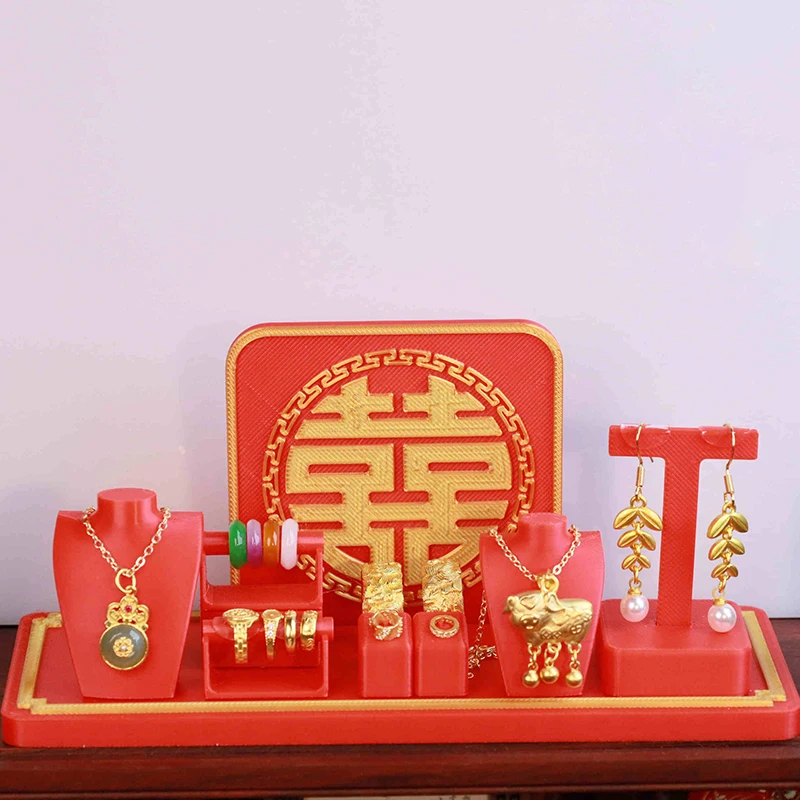 1/12 Puppenhaus Miniatur Retro Chinesischen Stil Schmuck Display Box Simulation Halskette Modell Mini Dekoration Puppenhaus Zubehör Image