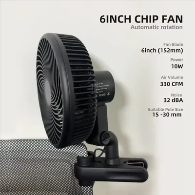 AA81-Hydroponics Grow Tent Kühlventilator, 6-Zoll-Clip-On mit EC-Motor und 10 Geschwindigkeitseinstellungen, EU-Modell