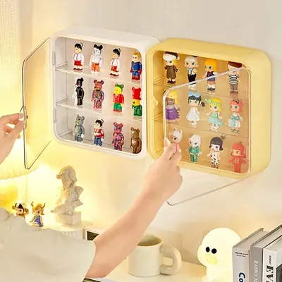 Wall Mounted Doll Blind Box ，Magnetic Suction Figurine Display Cabinet Dustproof Doll Blind Box Storage Box Storage Display Rack