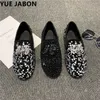 Luxus Schwarz Männer Strass Faulenzer Echtes Leder Casual Schuhe Männer Hochzeit Schuhe Wohnungen Casual Herren Kleid Hochzeit Schuhe