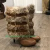 Lady Fur Vintage Braune warme Gewinner Kniestiefel Pelzschnalle Riemen Stiefeletten Stiletto-Absatz Umlegestiefel Schuhe Größe 35-46