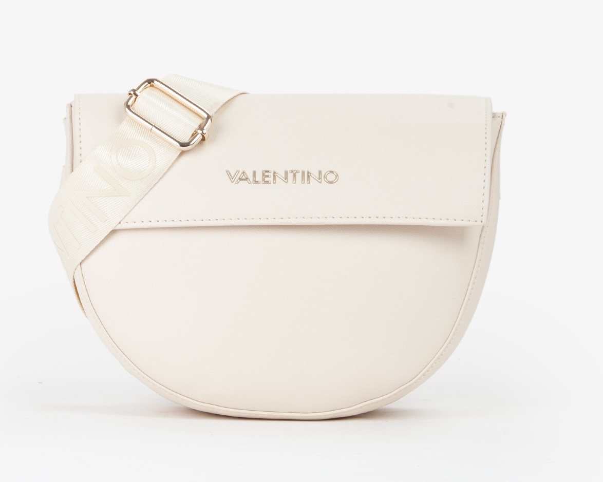 Umhängetasche VALENTINO BAGS "BIGS", Damen, Gr. B/H/T: 24,5cm x 19cm x 8cm, beige (ecru), Lederimitat, Taschen, Handtasche Damen Schultertasche mit goldfarbenen Details Image
