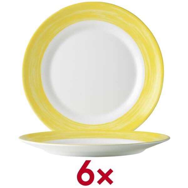 Arcoroc Speiseteller Brush Teller flach 15,5cm 6 Stück gelb, 15.5x2x15.5 cm