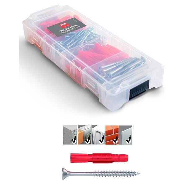 TOX Dübel- und Schrauben-Sortiment »L-BOXX Micro Allround TRI 6/8« 140 Stück grau Image