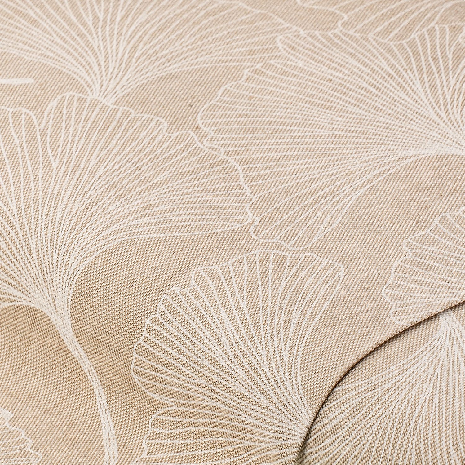 Tissu canvas de coton "ginkgo", écru naturel/coloré