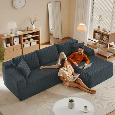 105" Sectional Couches for Living Room Boneless Cloud Couch Sectional Sofa Modular Sectionals Sofa L Shaped Couch Corduroy Couch