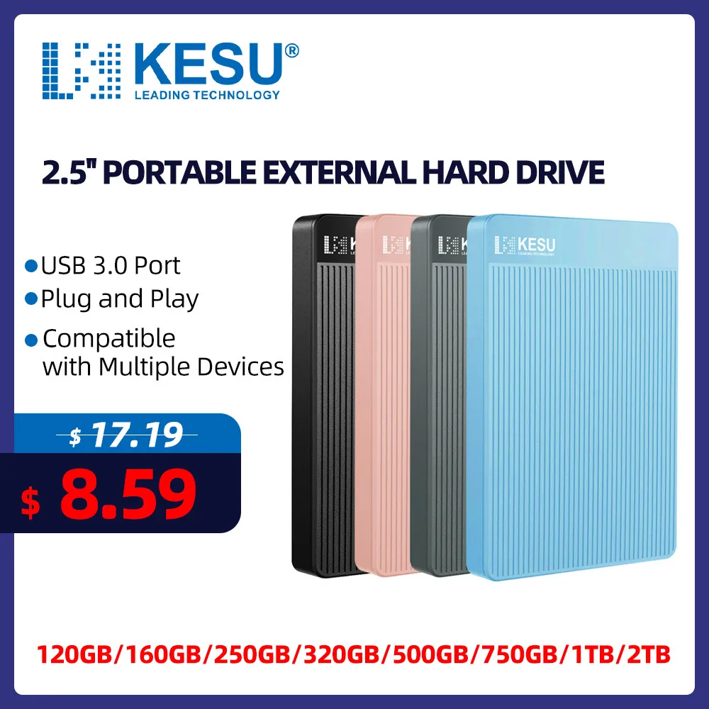 KESU HDD 2.5 "disque dur externe Portable 1 to/320 go/500 go/750 go USB3.0 stockage Compatible pour Mac bureau/PC/PS4/Xbox/TV