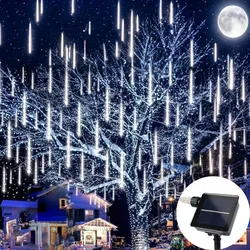 1pc solaire LED pluie de météores lumières étanche chute de pluie fée chaîne lumière pour noël fête de mariage décor 30/50CM