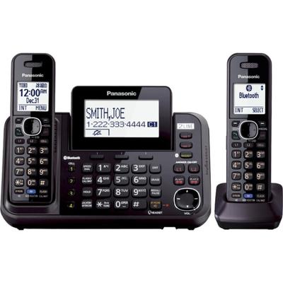 Panasonic Link2Cell Kx-Tg9542B Dect 6.0 1.90 Ghz Cordless Phone - Black - 2 X Phone Line - 2 X Handset - Speakerphone - Answering Machine - Backlight