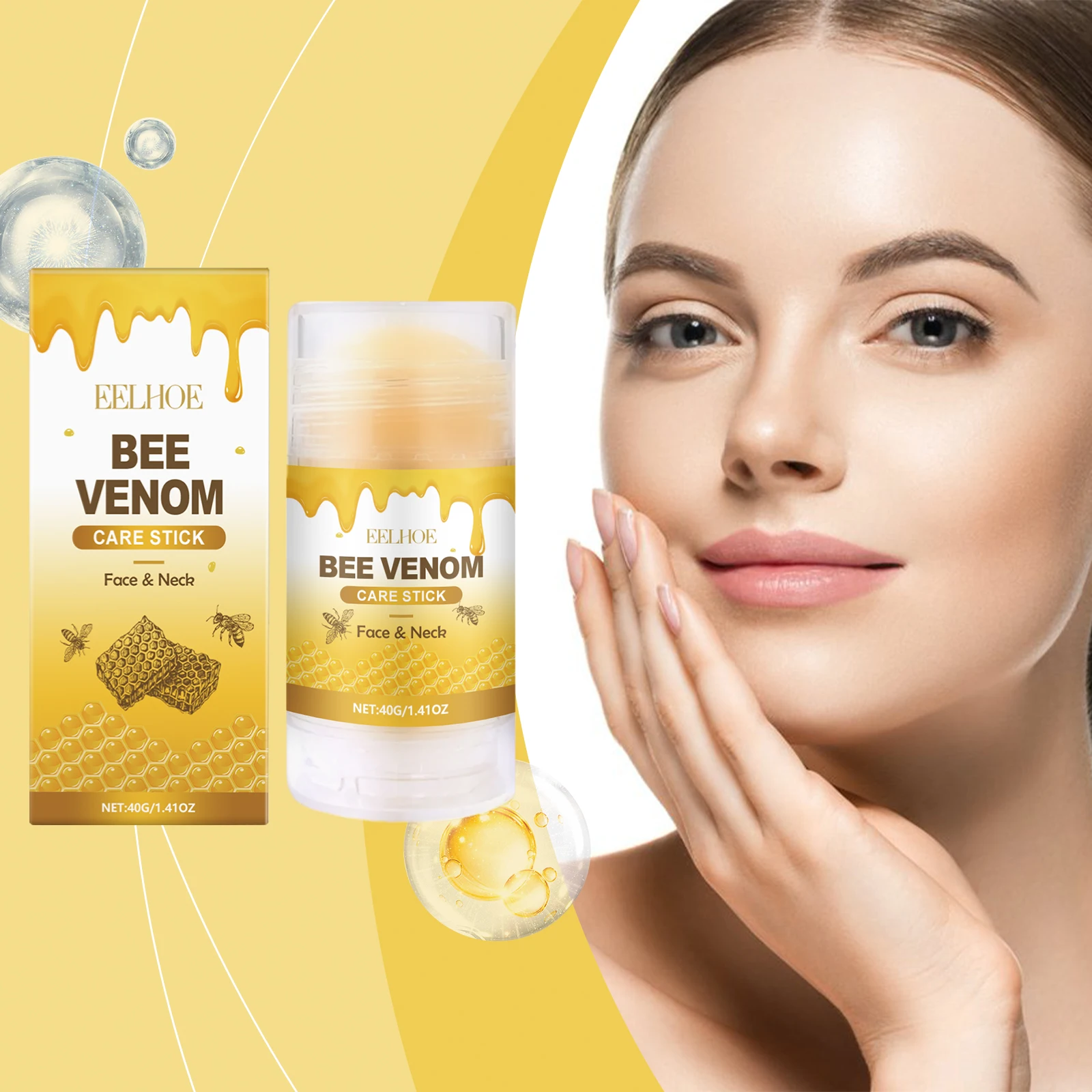 Bee-Venom Neck Care Stick enthält Kollagen, strafft die Haut und strafft die Halslinien, hellt das Doppelkinn, feuchtigkeitsspendende Schönheits-Nackencreme Image