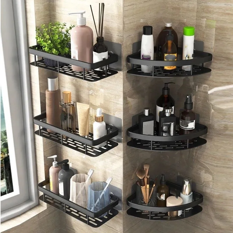 Badezimmer-Aufbewahrungsregal ohne Stanzen, dreieckiges Badezimmer-Aufbewahrungsregal, wandmontiertes Aufbewahrungsregal für Badezimmer