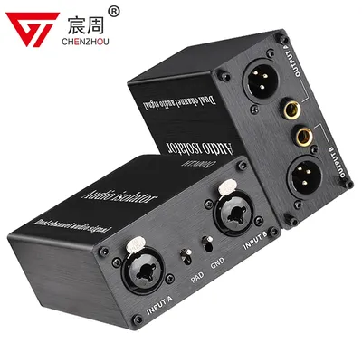 2-Kanal-XLR-Audio-Isolator, Rauschunterdrückungsfilter, beseitigt Stromgeräusche, 6,5 XLR-Mixer, Audio-Isolatoren, Zweikanal 6,5 XLR Image