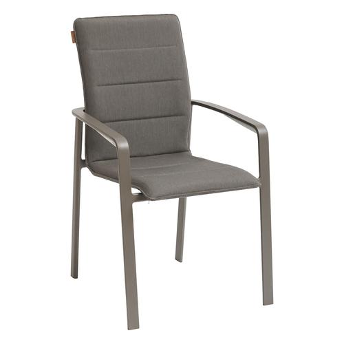 Fauteuil de jardin empilable DIESE Mocha Praline Aluminium traité époxy, Texaline Hespéride