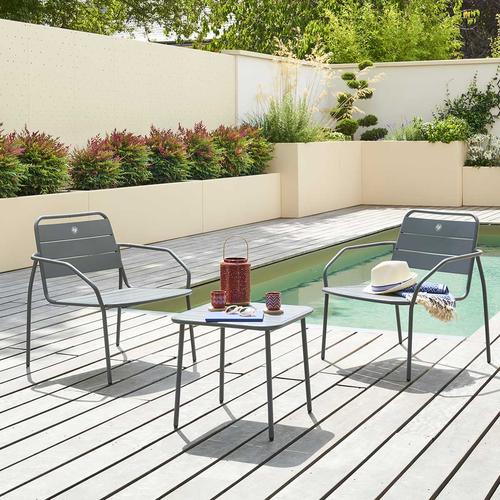 Salon duo relax PHUKET Gris quartz 2 places - Roland-Garros x Hespéride