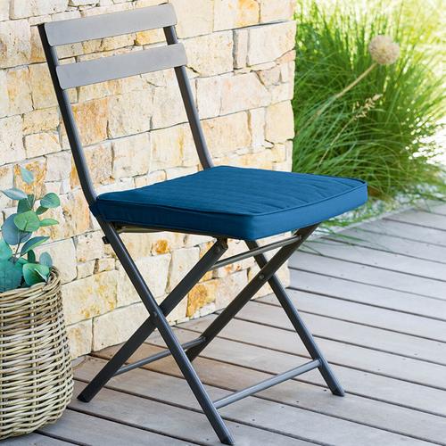 Galette de chaise à scratch KORAI Bleu indigo 40 x 4 cm - Polyester Hespéride