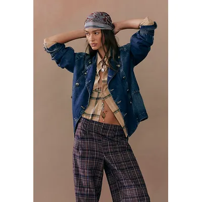 We The Free Imogene Denim Officer Jacket at Free People in Ensign Wash, Size: Small