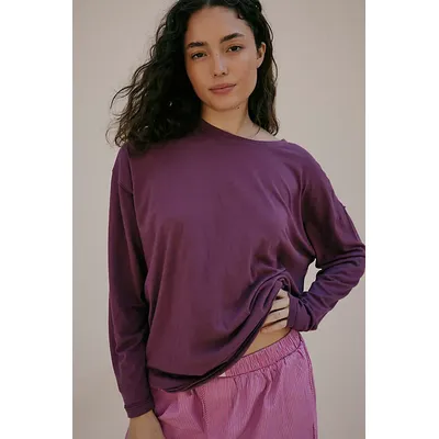 We The Free Nina Long-Sleeve Tee at Free People in Maroon, Size: XS
