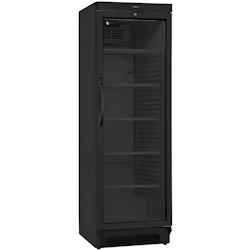 Worldmai Vertikale schwarze Ausstellungskühlvitrine 358 Liter mit Glastür für die Gastronomie. Gekühlter Getränkeschrank. Image