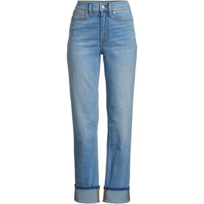 Rail Straight Leg Jeans, High Waisted, Women, size: 14/16, petite, Blue, by Lands' End