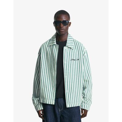 Bershka Striped Jacket With Embroidery Men M Green