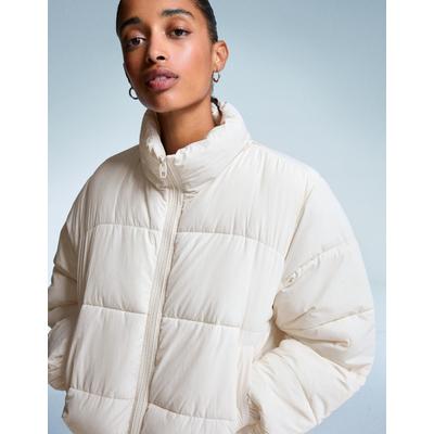Bershka Puffer Jacket Women 10-12 White