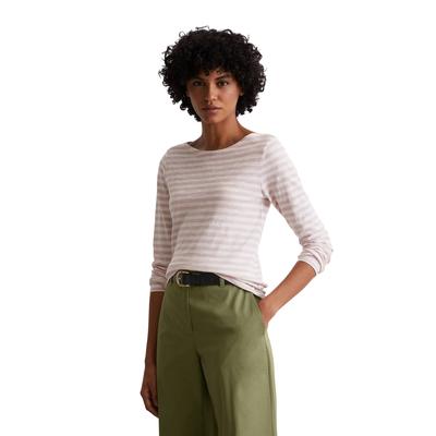 Langarmshirt MARC O'POLO "aus Slubjersey", Damen, Gr. L, multi, pale lila, Obermaterial: 100% Baumwolle, gestreift, Basic, regular fit, U-Boot-Ausschnitt, Langarm normaler Saum, Shirts Image