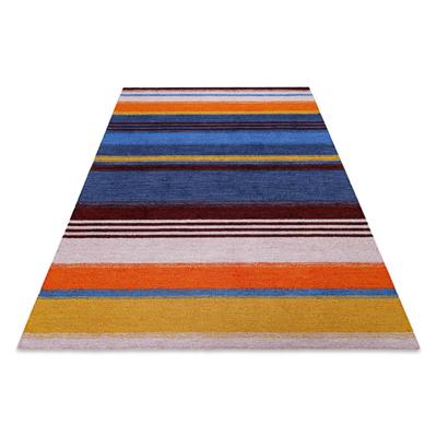 Teppich WECON HOME "Petrol", bunt (multi), B:160cm H:7mm L:230cm, Polyester, Teppiche, handgefertigt, pflegeleicht, gestreift, Wohnzimmer, Schlafzimmer Image